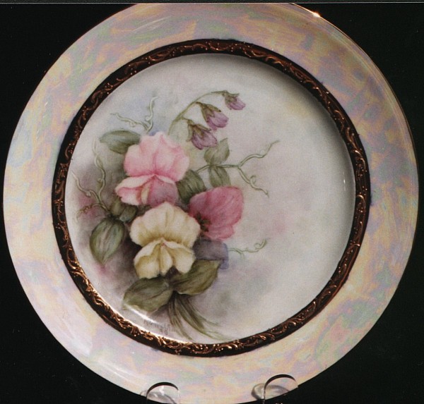 Sweet Peas and Luster Plate by Anne Millar