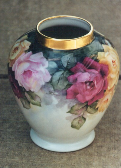 Roses Vase Painted by Jean Fehl