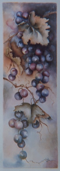 Tile Painting of Grapes by Vinita Harrison